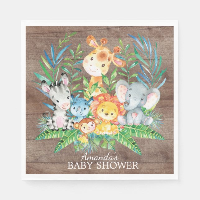 Safari Jungle Baby Shower Paper Napkins (Front)