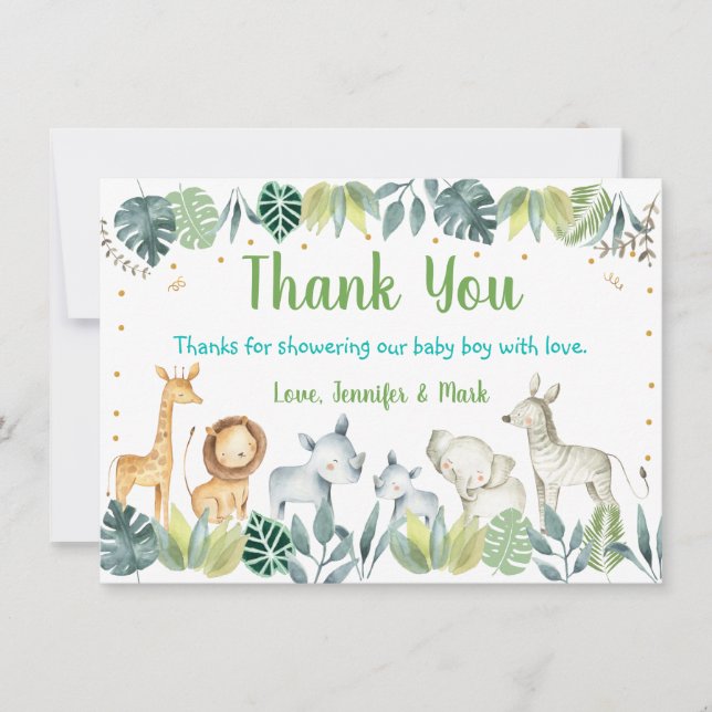 Safari Jungle Baby Shower Thank You (Front)