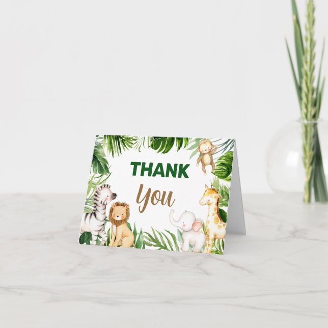 Safari Jungle Baby Shower Thank You Card (Front)