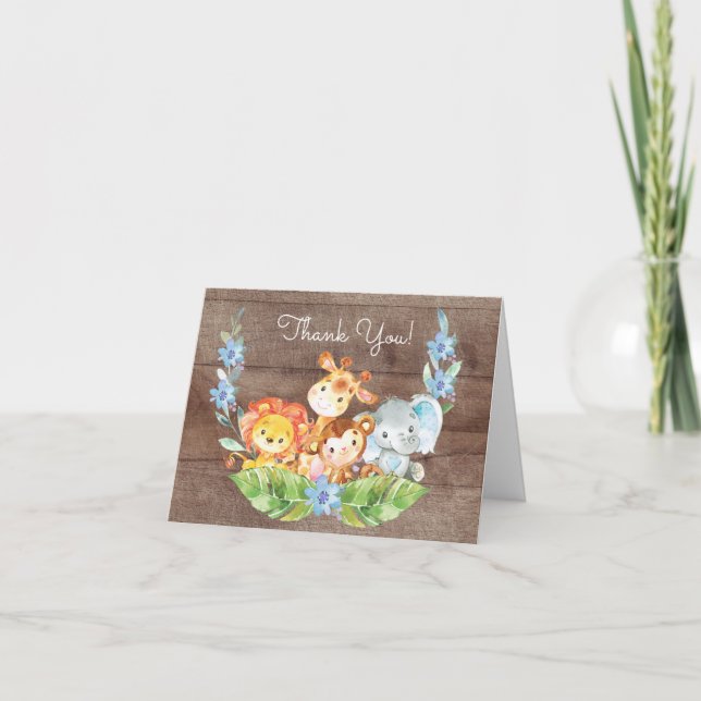 Safari Jungle Baby Shower Thank You Note (Front)