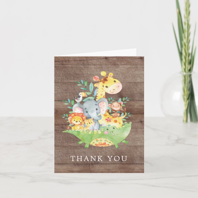 Safari Jungle Baby Shower Thank You Note (Front)