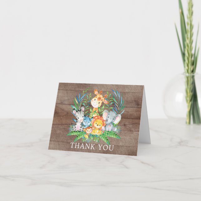 Safari Jungle Baby Shower Thank You Note Card (Front)