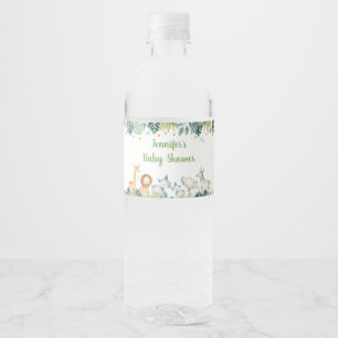 Safari Jungle Baby Shower Water Bottle Label