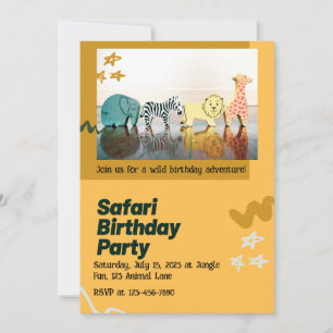 Safari Jungle Birthday – Editable Watercolor Invitation