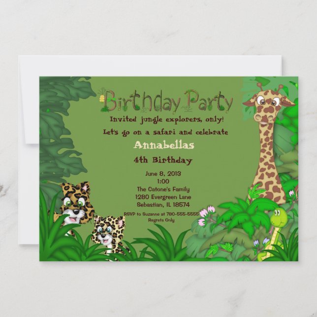 Safari Jungle Birthday Invitation (Front)