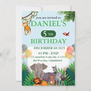 Safari Jungle Birthday Invitation