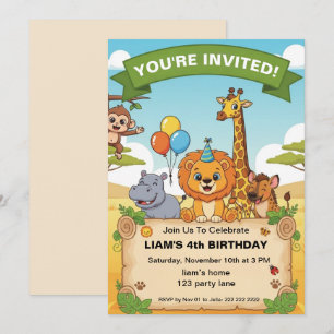 Safari Jungle Birthday Invitation  safari birthday