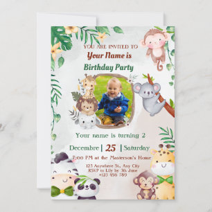 Safari & Jungle Birthday Invitations for Kids