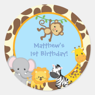 Safari Jungle Birthday Party Favour Tags Stickers