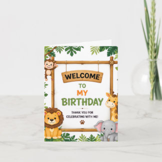 Safari Jungle Birthday Welcome Card for Kids