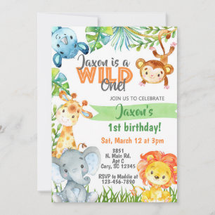 Safari Jungle boy 1st birthday invitation. Invitation