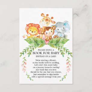 Safari Jungle Boys Baby Shower Book for Baby Enclosure Card