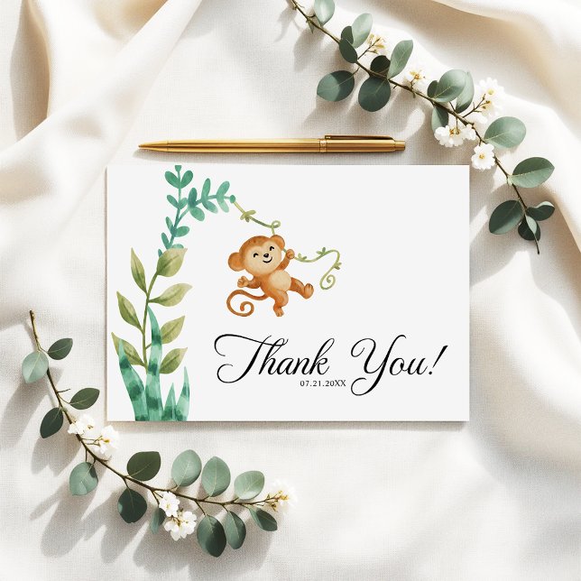 Safari Jungle Boys Baby Shower Thank You Card (Creator Uploaded)