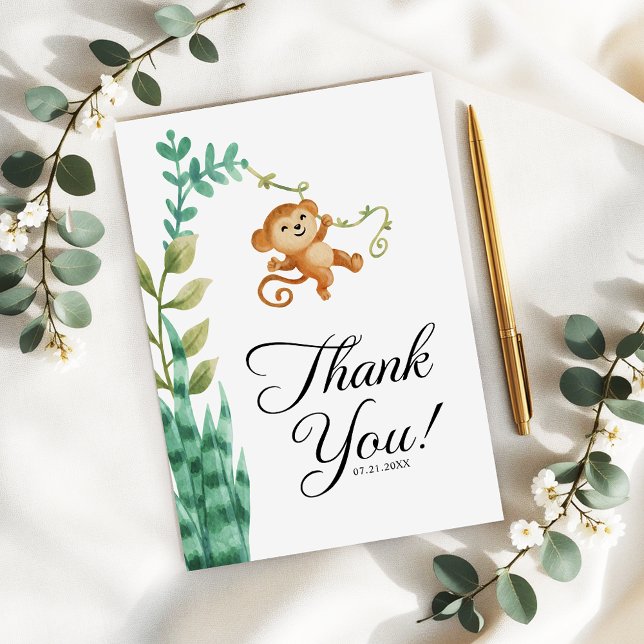 Safari Jungle Boys Birthday Party Thank You Card (Creator Uploaded)