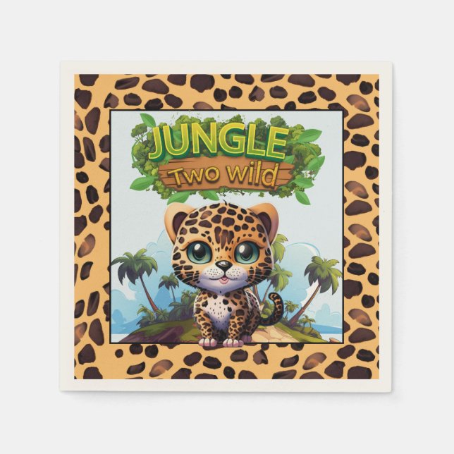 Safari Jungle Cat Two Wild Leopard Wildlife 🐆 Napkin (Front)