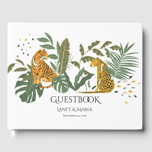 Safari Jungle Cats Wedding Guestbook (Front)