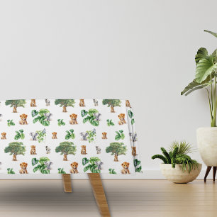 Safari Jungle Elephant Tiger Tropical Greenery Tablecloth