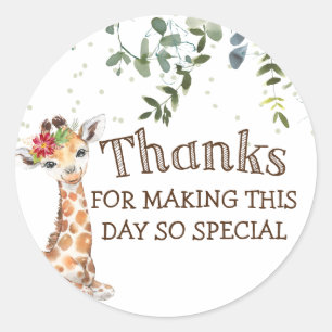 Safari Jungle Giraffe Thank You Classic Round Sticker
