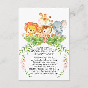 Safari Jungle Girls Baby Shower Book for Baby Enclosure Card