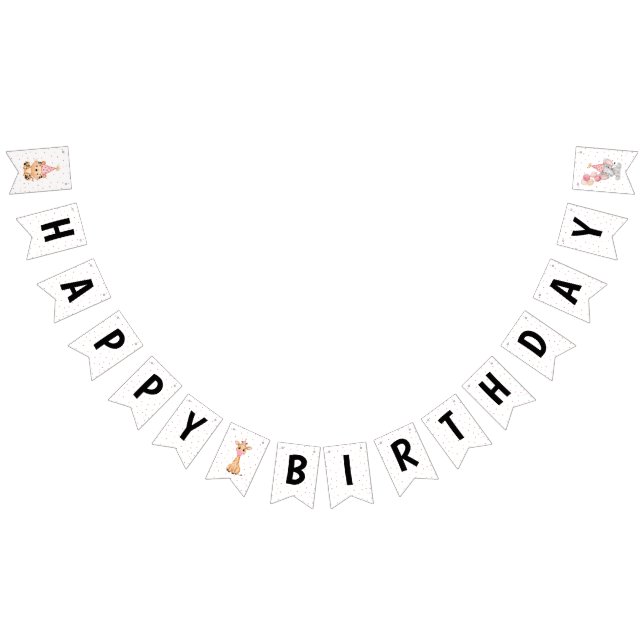 Safari Jungle Girls Pink Birthday Bunting (All)