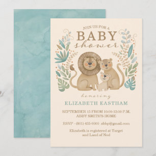 Safari Jungle Lion Boy Baby Shower Invitation