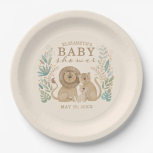 Safari Jungle Lion Boy Baby Shower Paper Plate