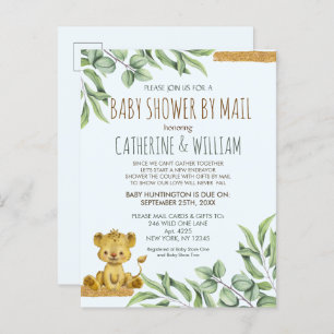 Safari Jungle Lion Modern Baby Shower By Mail Invitation Postcard