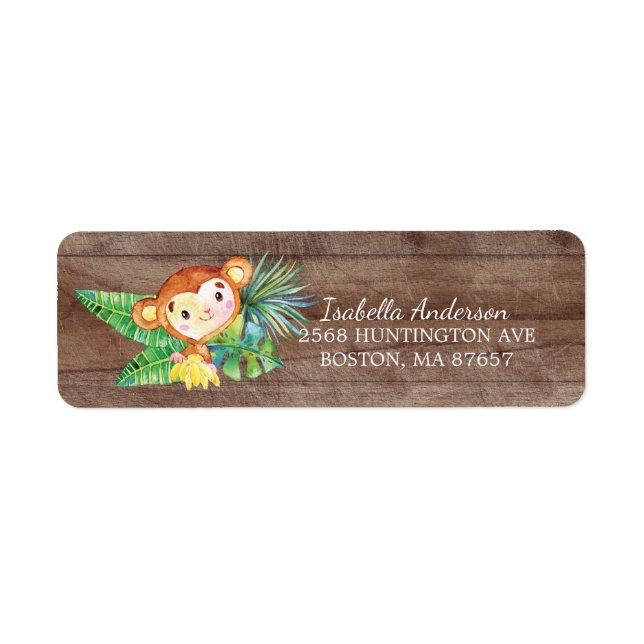 Safari Jungle Monkey Baby Shower Address Label (Front)