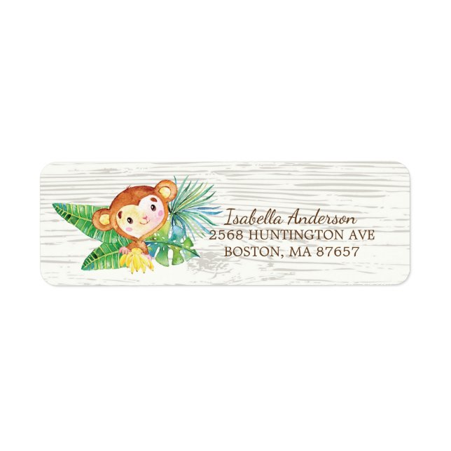 Safari Jungle Monkey Baby Shower Address Label (Front)