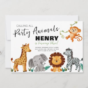 Safari Jungle Party Animals Birthday Invitation