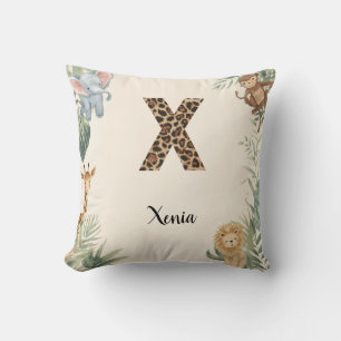 Safari Jungle Personalised Name Monogram X Nursery Cushion