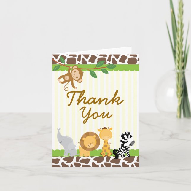 Safari Jungle Thank you card Birthday Baby shower (Front)