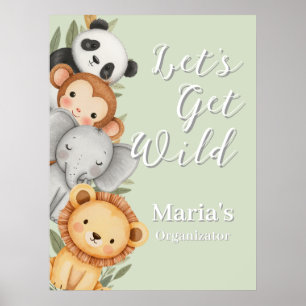 safari jungle wild animal nursery poster
