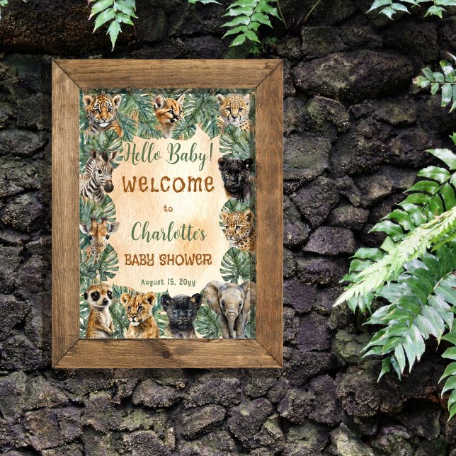 Safari Jungle Wild Animals Hello Baby Shower Poster (Creator Uploaded)
