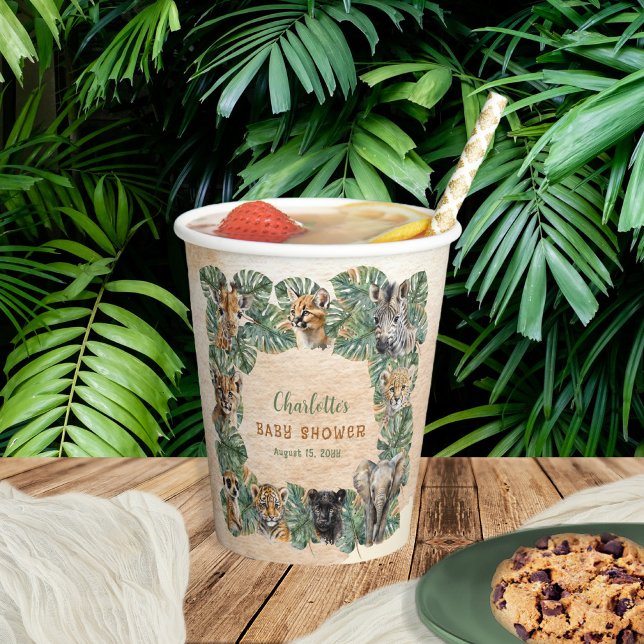 Safari Jungle Wild Animals Neutral Baby Shower Paper Cups (Creator Uploaded)