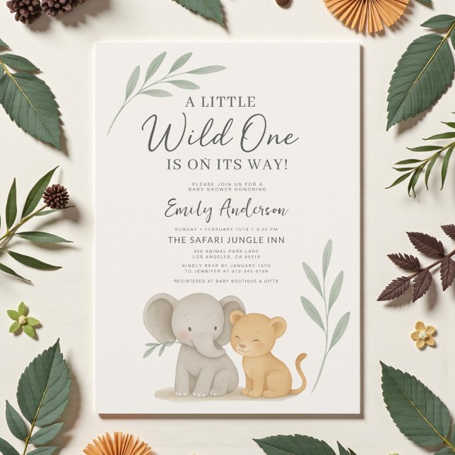 Safari Jungle Wild One Baby Shower Invitation (Creator Uploaded)