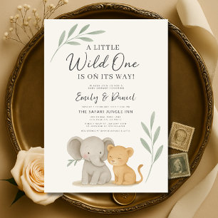 Safari Jungle Wild One Couples Baby Shower Invitation