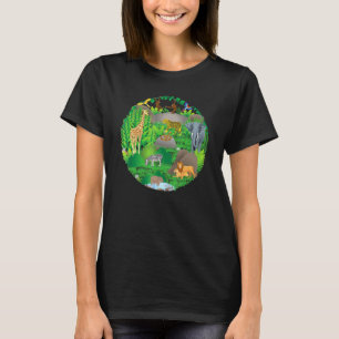 Safari Jungle Zoo Animal Birthday Mum Dad Crew Cir T-Shirt