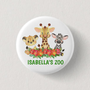 Safari Jungle Zoo Animal Colourful Personalised  3 Cm Round Badge