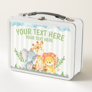 Safari Jungle Zoo Animals Metal Lunchbox
