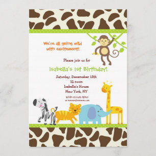 Safari Jungle Zoo Birthday invitations