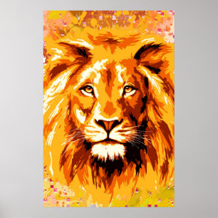 Safari Lion   Colourful Lion Poster