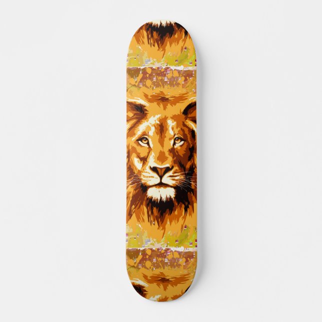 Safari Lion | Colourful Lion Skateboard (Front)