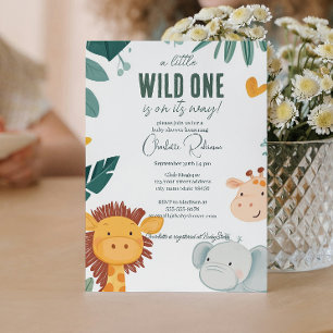 Safari Lion, Elephant Giraffes Baby shower  Invitation