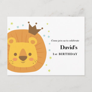 safari lion  jungle lion, animal illustration invitation postcard