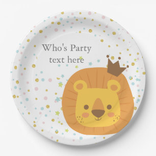 safari lion jungle lion, animal illustration paper plate