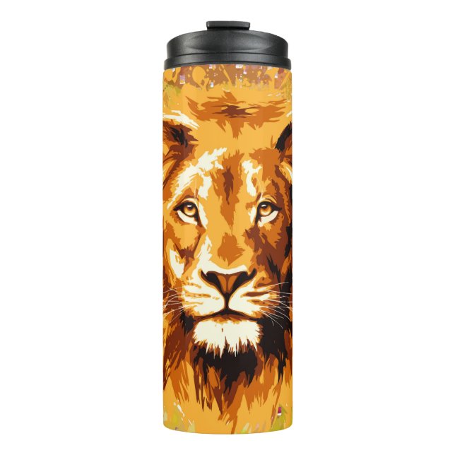 Safari Lion Travel Mug | Colourful Lion Tumbler (Front)