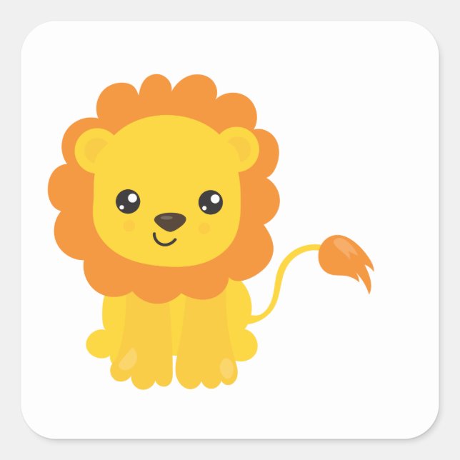 Safari Lion Trendy Square Sticker (Front)