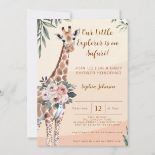 Safari Little Explorer Giraffe Baby Shower  Invitation