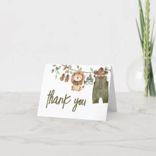 Safari Little Wild One Baby Clothes Baby Shower Thank You Card
